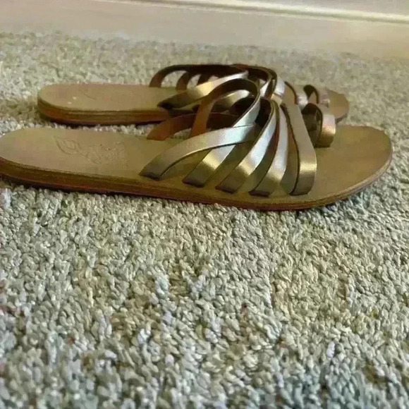Ancient Greek Sandals Slides Strappy Gold Size 40 Light Gold - Picture 3 of 8